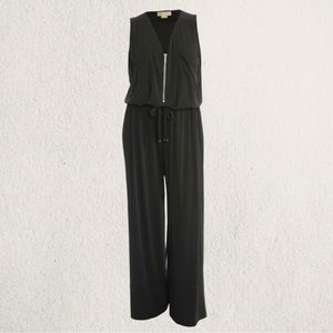 Michael Kors Women's Sleeveless Zip Front Wide Leg Jumpsuit